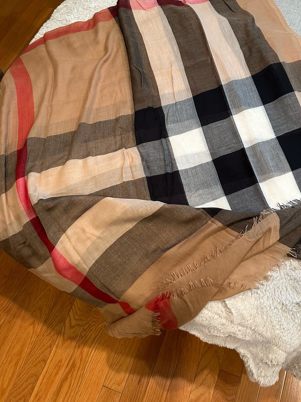 Authentic Burberry check silk scarf
